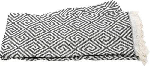 Vista 8 de Manta turca decorativa para cama, 75 x 90 pulgadas, de algodón, color blanco y negro, manta para cama y sofá