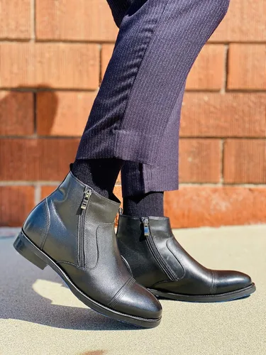 Vista 9 de CALTO Zapatos de elevación invisibles para hombre con aumento de altura Botas ligeras de cuero de primera calidad con cremallera 3.2 pulgadas más