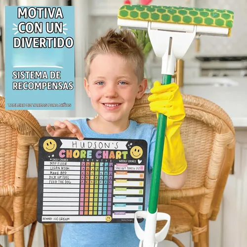 Vista 6 de Tabla magnética de tareas para niños Tabla de recompensas de borrado