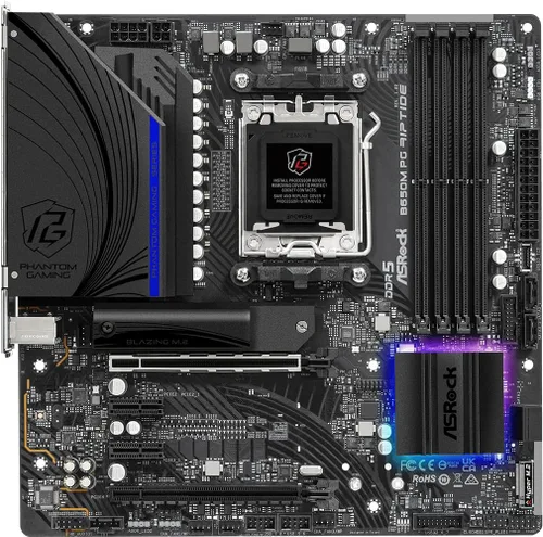 Vista 3 de ASRock B650M PG Riptide AMD Ryzen 7000 Series Procesadores Placa base