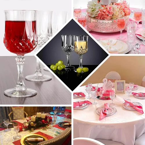 Vista 6 de Efavormart - Paquete de 6 copas de vino de plástico de 8 onzas con corte de cristal dorado ámbar, copas de cóctel inastillables teñidas cálidas