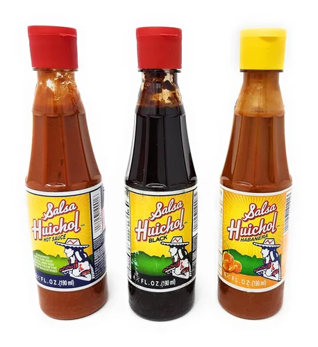 Vista 8 de SALSA HUICHOL PAQUETE VARIEDAD (3 PACK) CALIENTE, HABANERA Y NEGRA