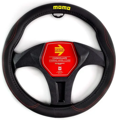 Vista 2 de MOMO Funda universal para volante de carbono, color negro y rojo