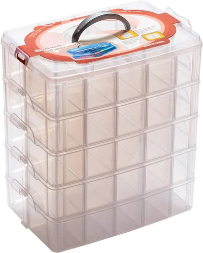 Vista 6 de Sooyee Organizador de almacenamiento para manualidades, funda de ruedas calientes, caja de costura, caja organizadora de plástico de 3 niveles