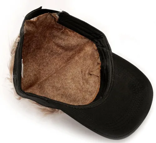 Vista 3 de Visera para hombre con pelo falso, sombrero de visera con pelo para hombre, divertidos sombreros de sol con pinchos, gorras de peluca de béisbol
