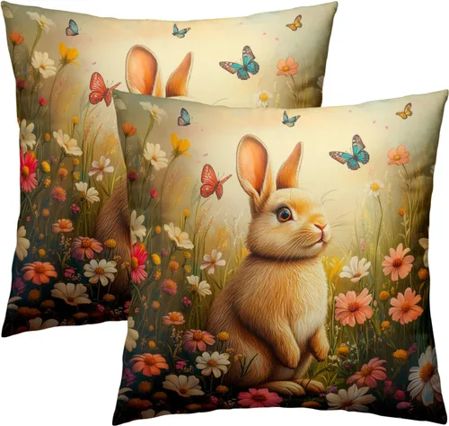 Vista 45 de Giwawa Juego de 2 fundas de almohada de calabaza otoñal de 16 x 16 pulgadas, fundas de cojín de algodón de madera de girasol para sofá, patio