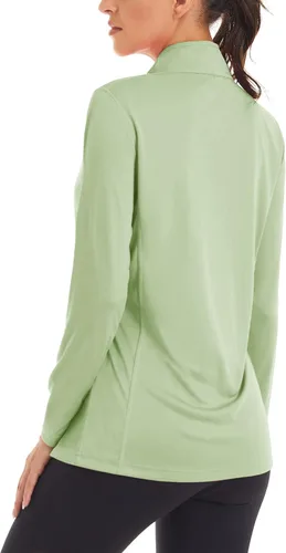 Vista 2 de TACVASEN Camisas de manga larga con protección solar UPF 50+ para mujer, con cremallera de 14, ligera, de secado rápido