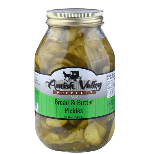 Vista 5 de Amish Valley Products Encurtidos de pan y mantequilla, cuartos de vidrio totalmente naturales (un frasco de un cuarto de galón - 32 onzas)