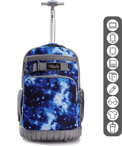 Vista 3 de Tilami Mochila con ruedas, mochila para laptop de 19 pulgadas con ruedas y lonchera