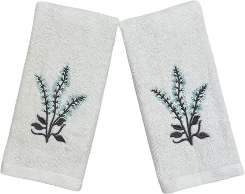 Vista 41 de Serafina Home Toallas de baño suaves y absorbentes para huéspedes: ancla azul náutica con diseño costero de cuerda gris plateada, 2 piezas de 12 "x