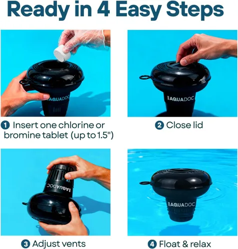 Vista 6 de MAV AquaDoc Flotador de tabletas de bromo y cloro para tabletas de 1.5 pulgadas para jacuzzis inflables