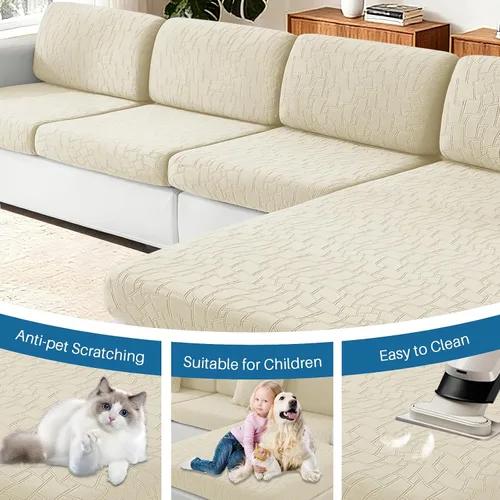 Vista 7 de MAXIJIN Fundas de cojín impermeables para sofá, funda de cojín individual de asiento de silla, fundas elásticas para sofá modular con parte inferior