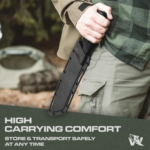 Vista 6 de ODENWOLF W Machete – Machete de supervivencia de espiga completa con funda – Cuchillo machete fuerte de acero D2 para cortar árboles, para trabajo