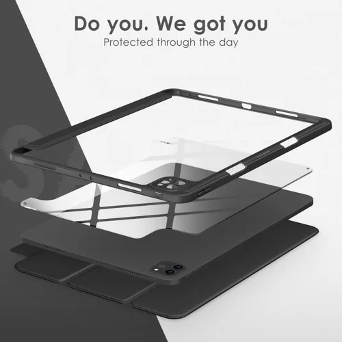 Vista 3 de VIKESI Funda para iPad Pro 12.9 6ª/5ª/4ª/3ª/3ª generación 2022/2021/2020/2018, marco de TPU a prueba de golpes, soporte para lápiz integrado