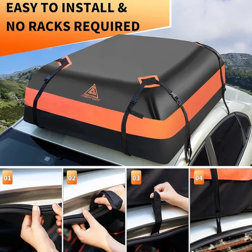 Vista 5 de Portaequipajes de Techo para Automóvil - 24 Pies Cúbicos Impermeable Resistente 720D Equipaje de Techo para Automóvil para Todos los Vehículos