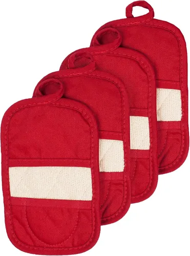 Vista 6 de Ritz Soportes para ollas y almohadillas térmicas prémium (paquete de 4), 8.5 x 5.5 pulgadas, resistentes al calor, 100% algodón con bolsillo