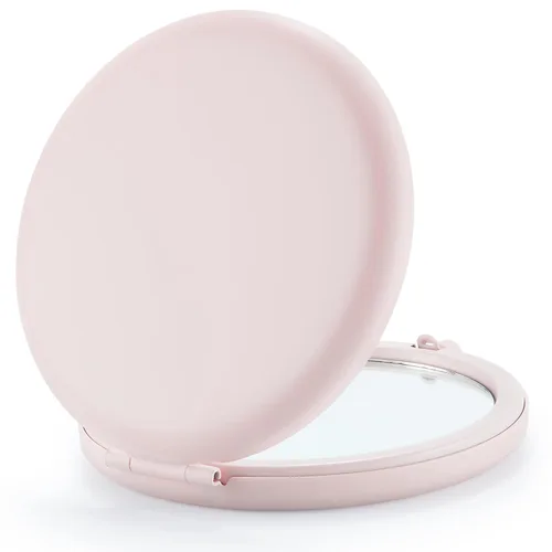 Vista 13 de Espejo compacto para bolso, espejos de maquillaje de bolsillo de metal con aumento de doble cara 1X/2X (redondo, cian) Compact Mirror for Purse