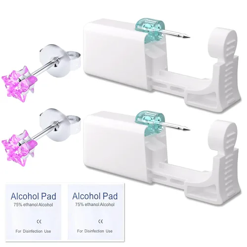 Vista 23 de Kit de perforación de orejas YINPAD - Pistola de perforación desechable cargada previamente con clavos de diferentes estilos de 5MM, kit