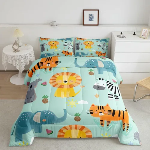 Vista 30 de Feelyou Juego de edredón de dibujos animados de gatos, juego de edredón de gatitos y flores, para niños, niñas, adolescentes, mascotas, gatos, juego