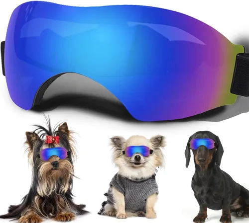 Vista 19 de Gafas de sol para perros pequeños, gafas para perros con correa ajustable, protección UV, adecuadas para perros pequeños Estilo liso-Multicolor