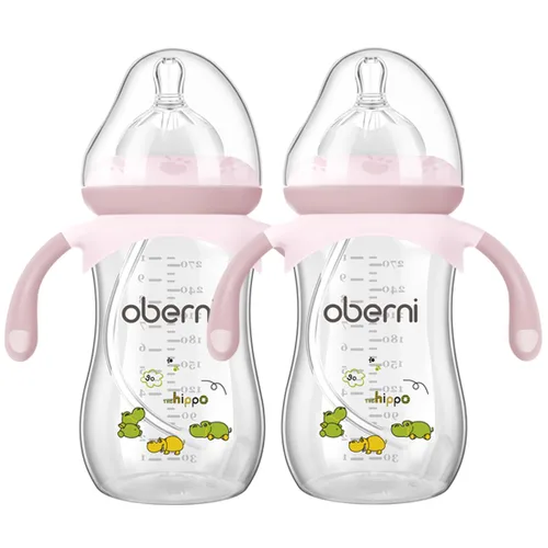 Vista 13 de Botellas para bebé Oberni, botellas de leche para niños con pajita con peso y asa antideslizante, tamaño + flujo rápido variable, 12+ meses, sin
