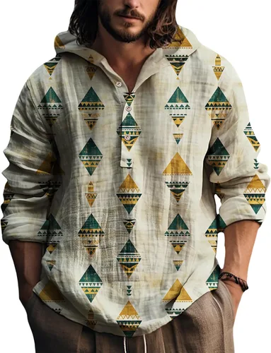 Vista 19 de Sudadera con capucha para hombre, con estampado azteca de otoño, de gran tamaño, manga larga, casual, con capucha