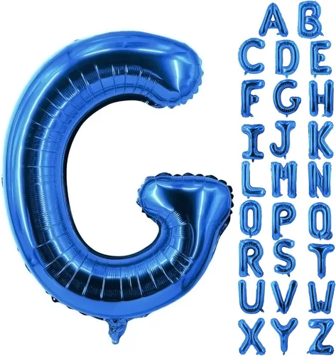 Vista 73 de Globos de letras azules de 40 pulgadas, globo grande del alfabeto de aluminio de Mylar para decoración de cumpleaños, boda, aniversario, graduación