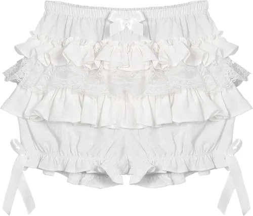 Vista 5 de Shinsto Pantalones cortos de calabaza con volantes en capas para mujer