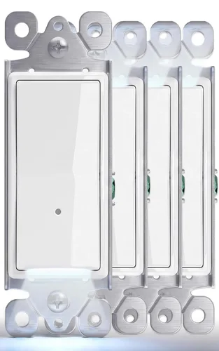 Vista 11 de SOZULAMP Interruptor de luz de 3 vías con luz nocturna, fácil de instalar, no requiere neutral, interruptor iluminado de tres vías con sensor