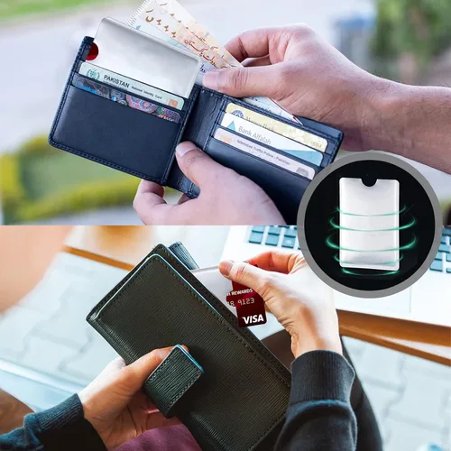 Vista 6 de Tarjetero con bloqueo RFID, protector de tarjeta de crédito e identidad para protección contra robos, paquete de 10 fundas seguras