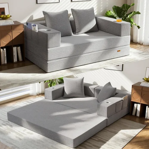 Vista 13 de COMAX Sofá cama futón, sofá cama convertible, sofás plegables sin hueso
