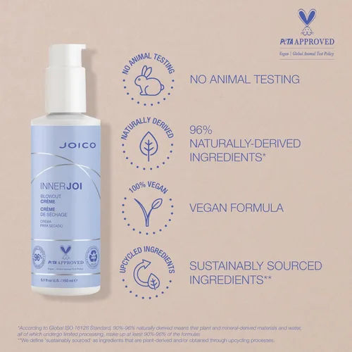 Vista 5 de Joico InnerJoi Blowout Creme Peinado para todo tipo de cabello Sin sulfatos ni parabenos Fórmula vegana derivada de forma natural