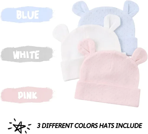 Vista 5 de Cotton Newborn Baby Girls Hat Spring Newborn Boys Hat Cute Rabbit Infant Beanie