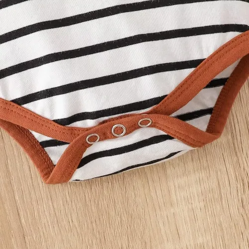 Vista 5 de Ropa para bebé niño recién nacido, traje de manga larga a rayas, conjunto de 3 piezas