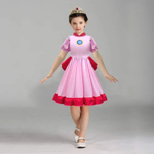 Vista 3 de AGRIBAZAAR Super Princess Costume Dress with Crown, Earrings and Gloves, 3-12Y