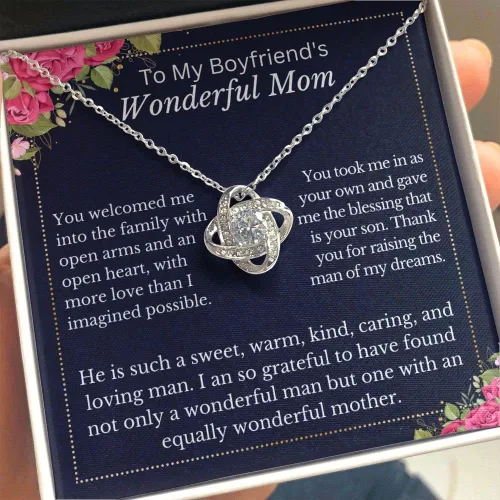Vista 2 de Collar con texto en inglés "To My Boyfriends Mom", regalos para novios y mamá de parte de la novia, regalos de Navidad para novio mamá, regalo