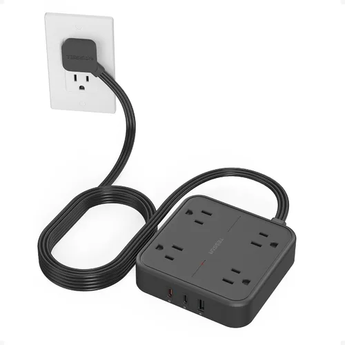 Vista 14 de TESSAN Cable de extensión plano protector de sobretensiones de 1 pie