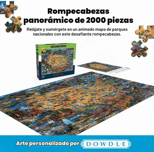 Vista 2 de Buffalo Games Eric Dowdle, mapa de parques nacionales, rompecabezas de 2000