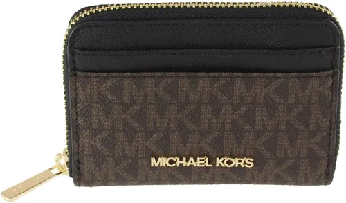 Vista 2 de Michael Kors Jet Set - Estuche para tarjetas con cremallera y logotipo de viaje MarrónNegro