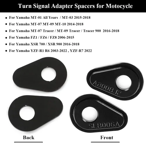 Vista 3 de LQMY Accessories - 4 adaptadores de señal de giro de motocicleta negros para FZ 09 MT09 MT07 2014-2022 Tenere 700 2019-2021 Tracer 900 FJ09
