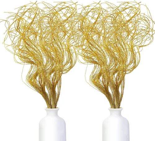 Vista 11 de Ramas Curly Ting Ting con Purpurina Ramas de Navidad Relleno para Jarrones Ramitas Curly Artificiales para Árbol de Navidad Guirnalda Corona