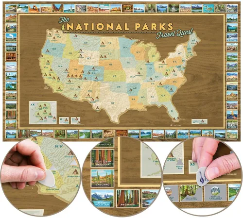 Vista 9 de Map Your Travels National Park Travel Quest - Póster de mapa para rascar Incluye herramienta para rascar (16 x 28 pulgadas) ACTUALIZADO OTOÑO 2024