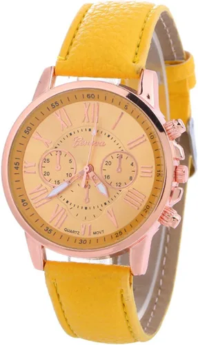 Vista 3 de Mujeres Hombres Señora Adolescente Chica PU Cuero Banda Relojes Dial Analógico Cuarzo Relojes Marrón