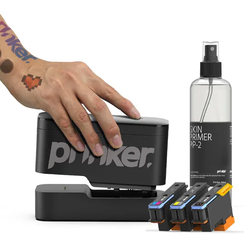 Vista 11 de Prinker Impresora temporal de tatuajes, tatuajes personalizados en segundos, resistente al agua y lavable con jabón, compatible con Android e iOS