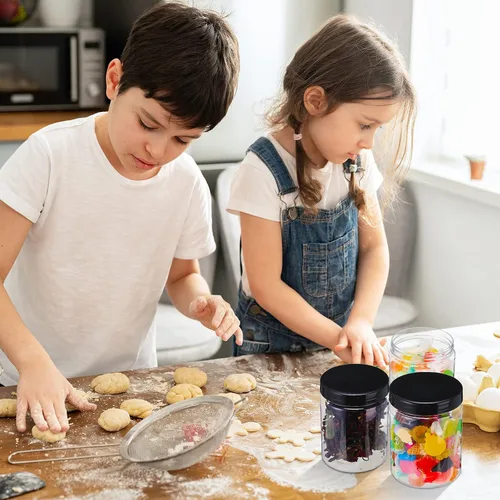 Vista 7 de Aoriher 48 tarros de plástico de 8 onzas con tapas, tarros redondos de plástico transparente, recipientes de almacenamiento vacíos pequeños