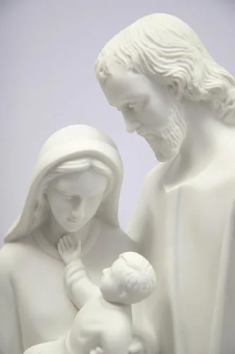 Vista 6 de Vittoria Collection Figura de escultura italiana de Joseph Mary Baby Jesus de 31.5 pulgadas, hecha en Italia, para jardín interior y exterior