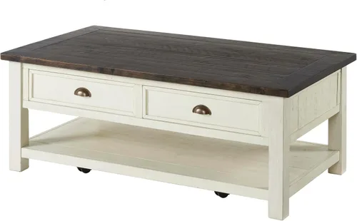Vista 13 de Martin Svensson Home Monterey - Mesa de centro rústica de madera maciza Negro con tapa marrón