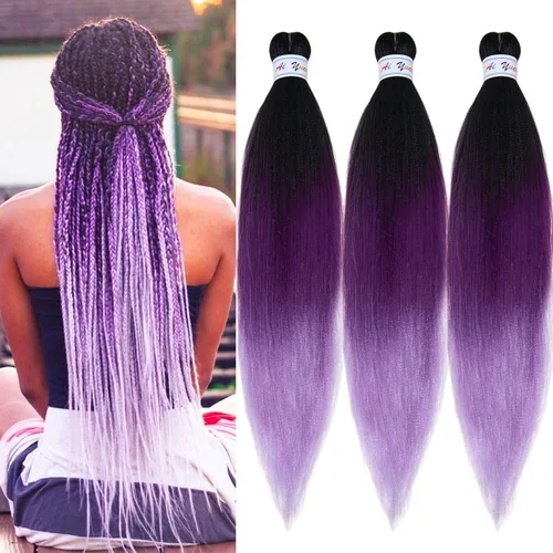 Vista 59 de Pelo trenzado corto 1B negro preestirado Extensiones de pelo trenzado para niños para trenzas de caja sin nudos, pelo trenzado preestirado de 16