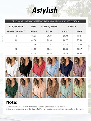 Vista 5 de Astylish Blusa casual con botones para mujer