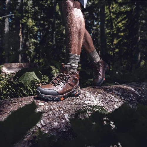 Vista 8 de HI-TEC Acadia WP - Botas de senderismo de cuero impermeables para hombre ligeras transpirables para mochileros y senderos
